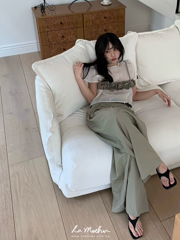 垂墜涼感高腰寬褲